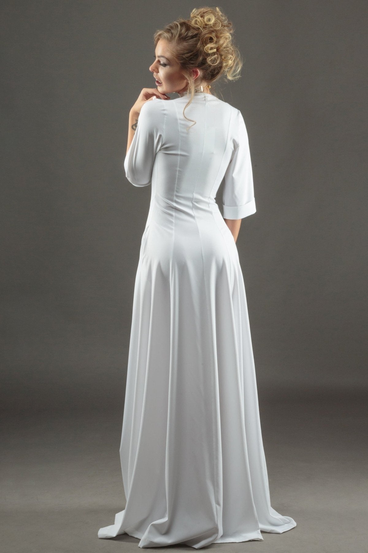 White Long Sleeve Dress